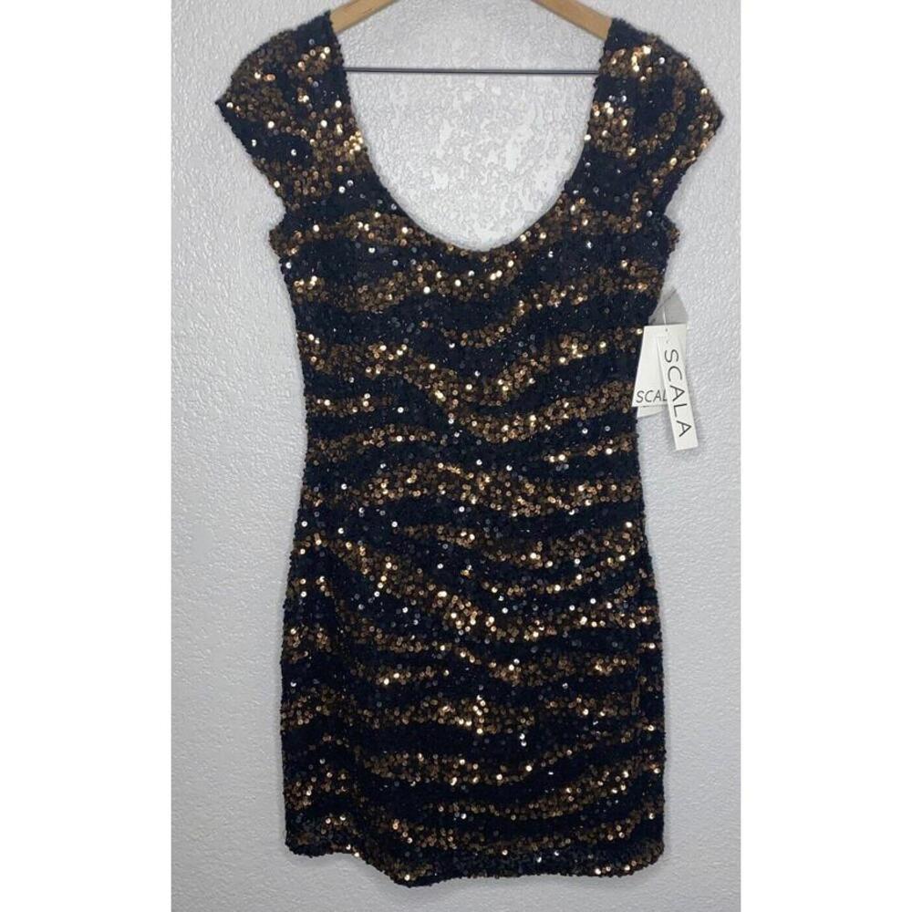 Skala Camille La Vie Sequined Mini Silk Dress Size 10 New